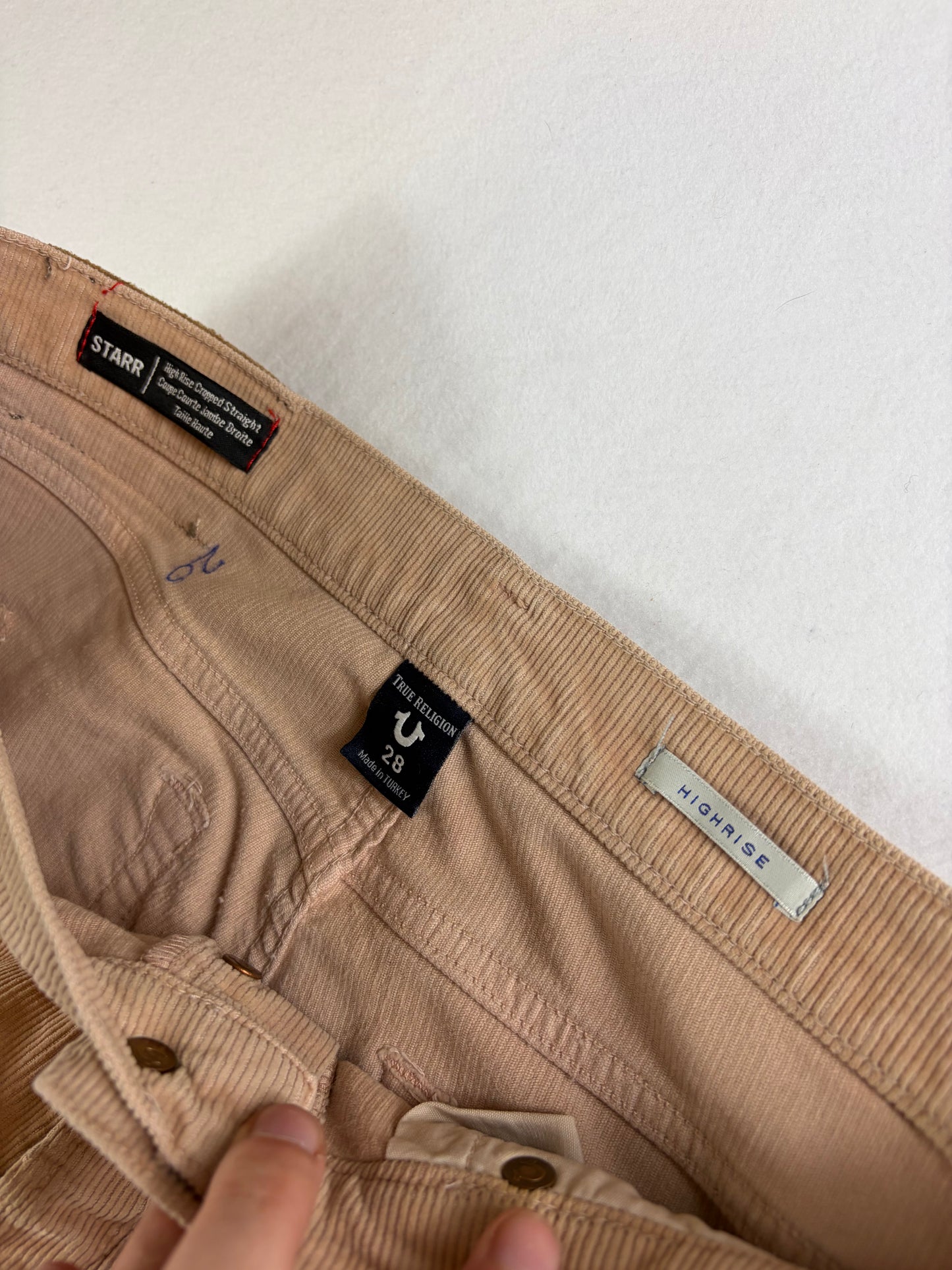 Pantaloni din corduroy de damă True Religion cu talie înaltă