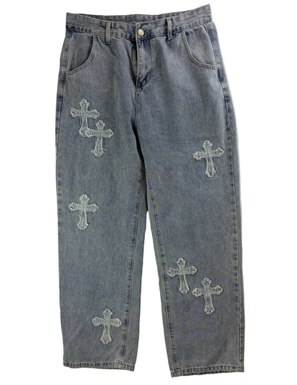 Bő szabású, Chrome Hearts ihlette uniszex farmer