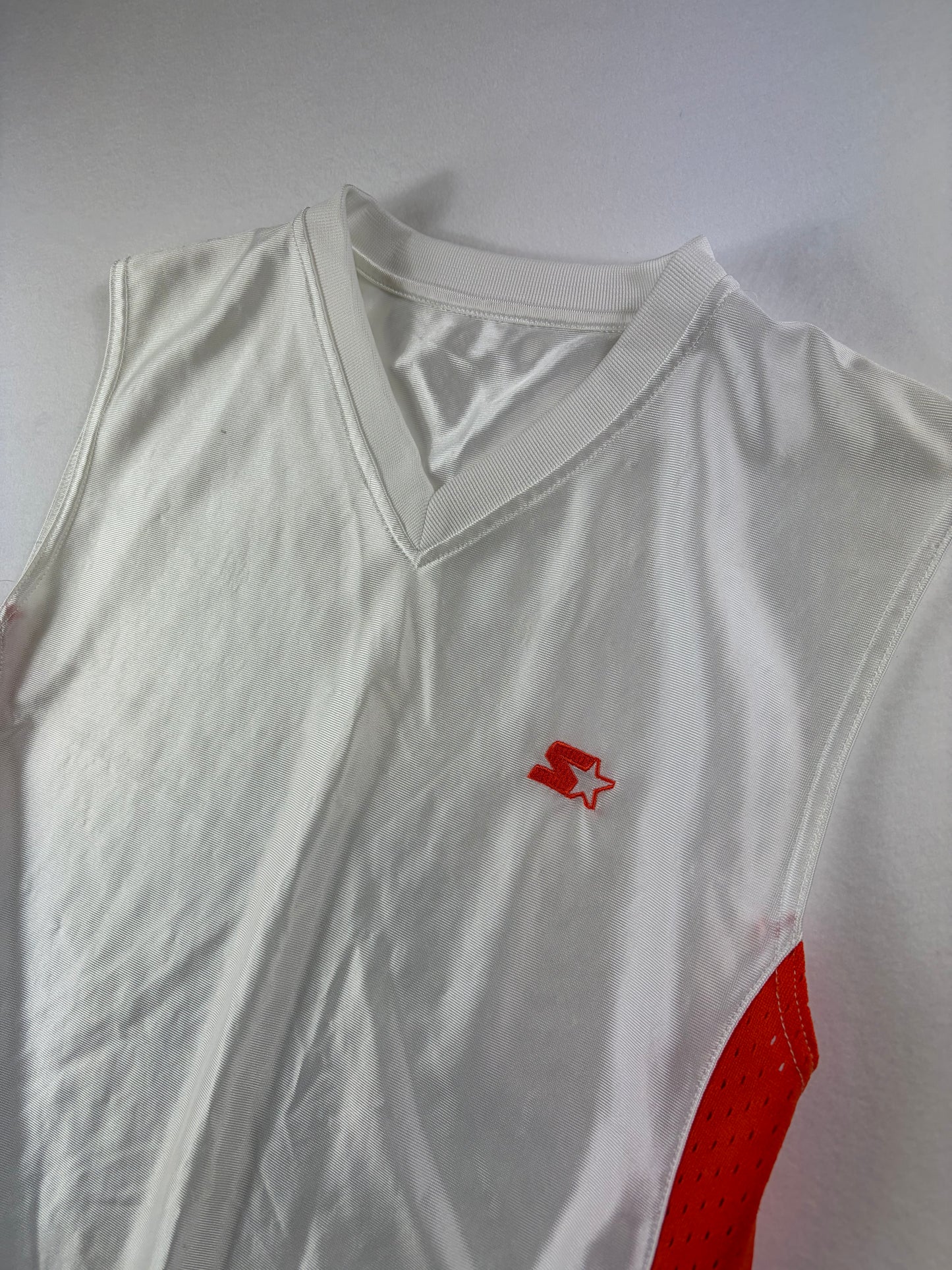 Tricou de baschet fără mâneci Starter, alb și roșu