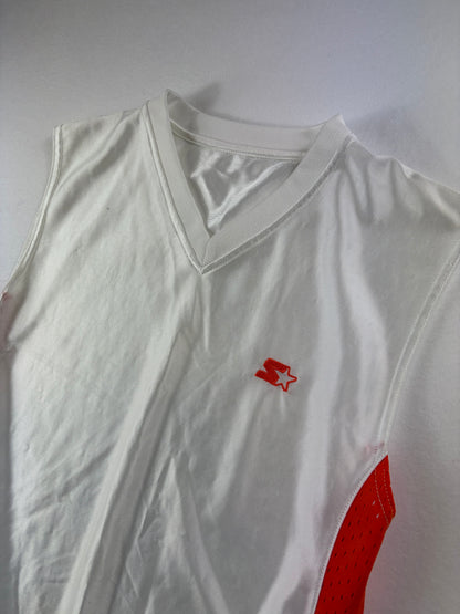 Tricou de baschet fără mâneci Starter, alb și roșu