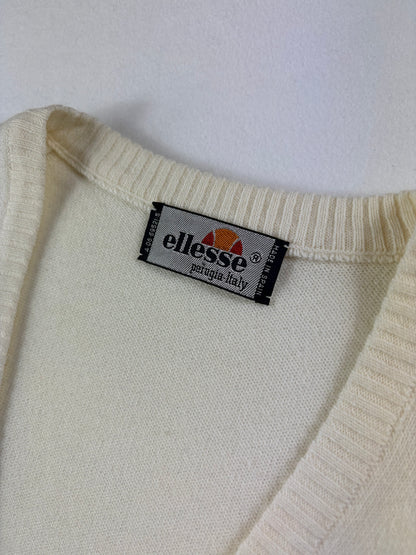 Vestă tricotată vintage Ellesse din lână bej