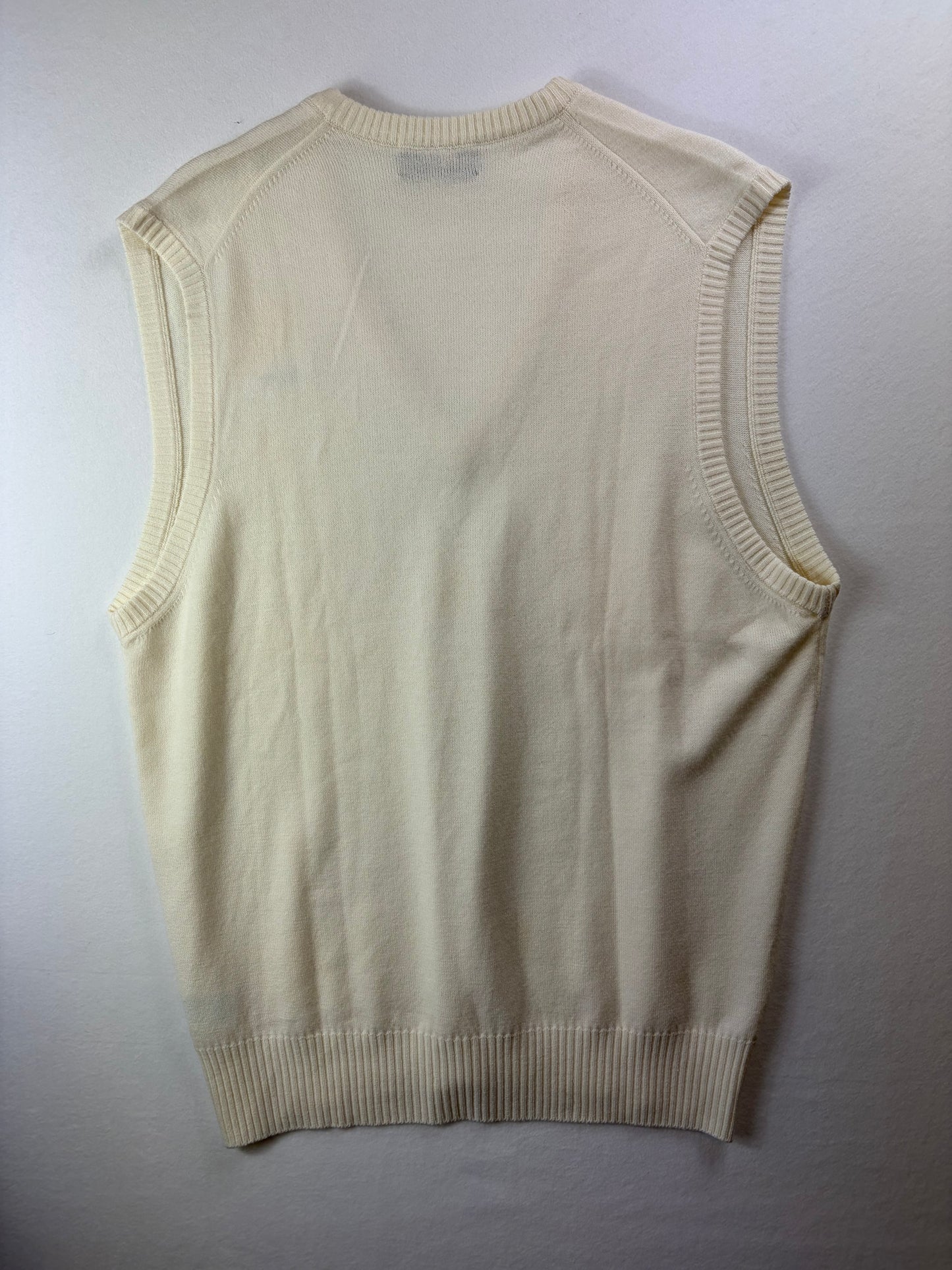 Vestă tricotată vintage Ellesse din lână bej