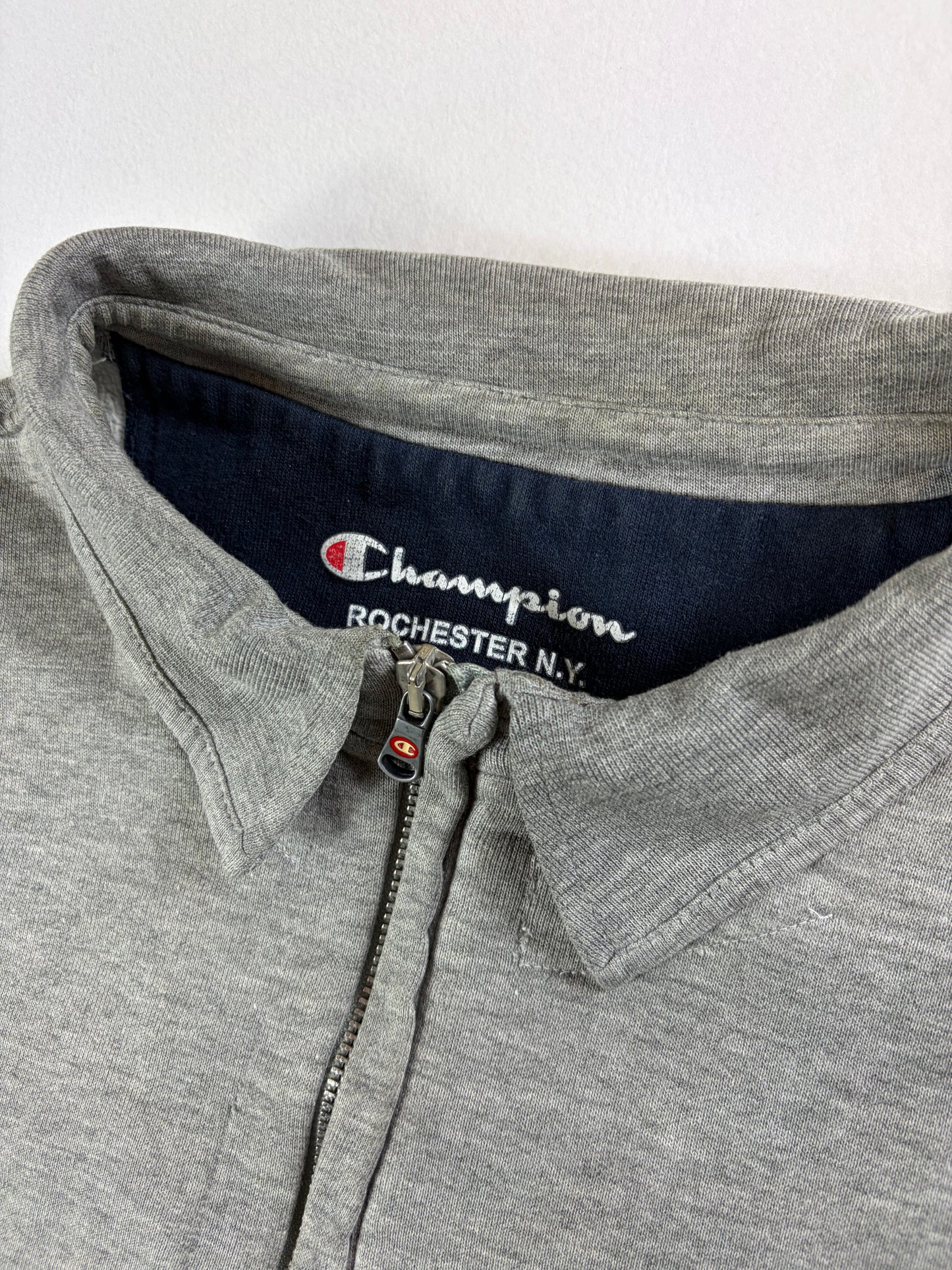 Tricou polo vintage Champion cu fermoar și mânecă lungă