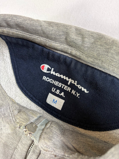 Tricou polo vintage Champion cu fermoar și mânecă lungă