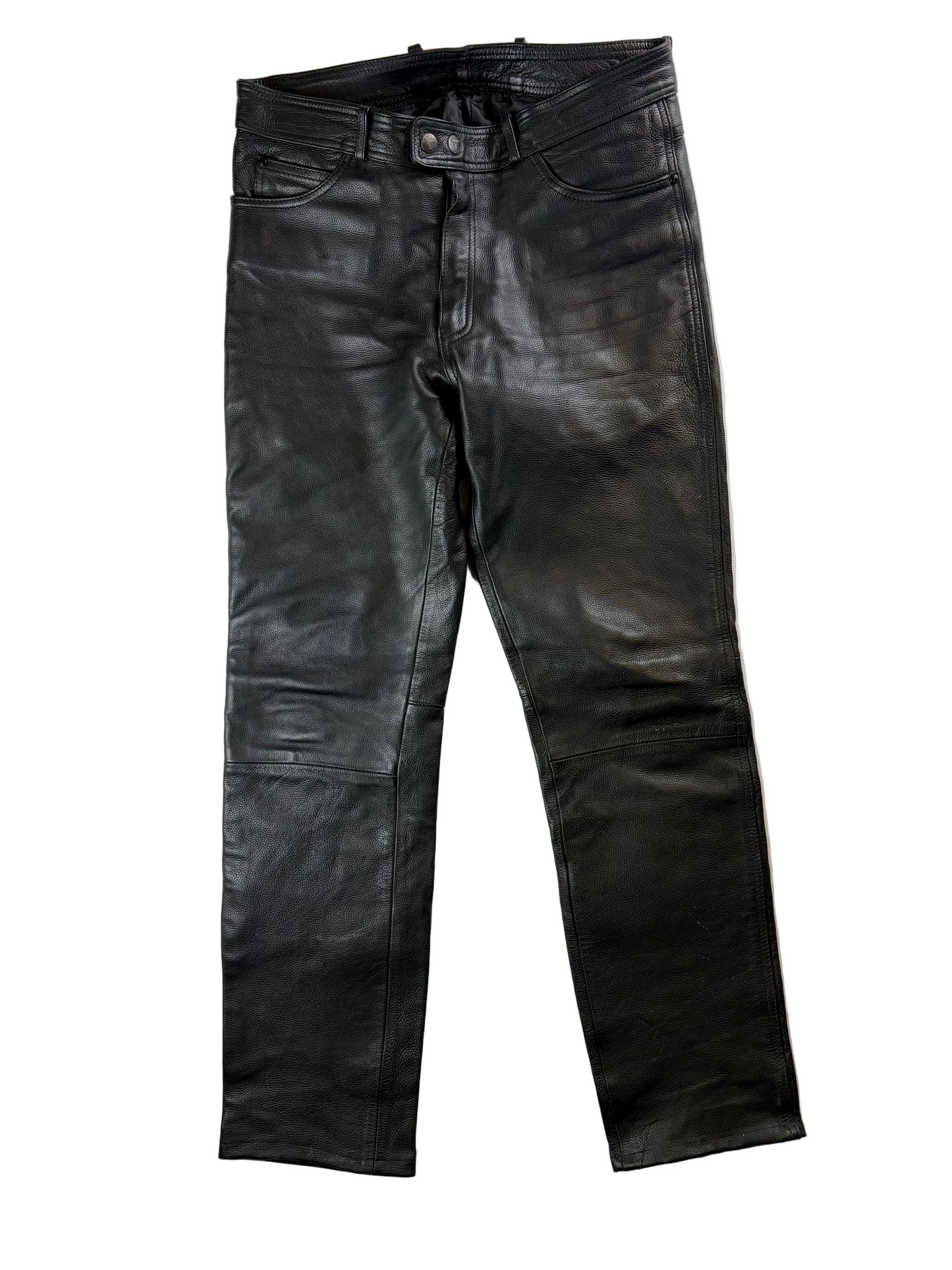 Pantaloni de motociclist din piele groasă, stil vintage