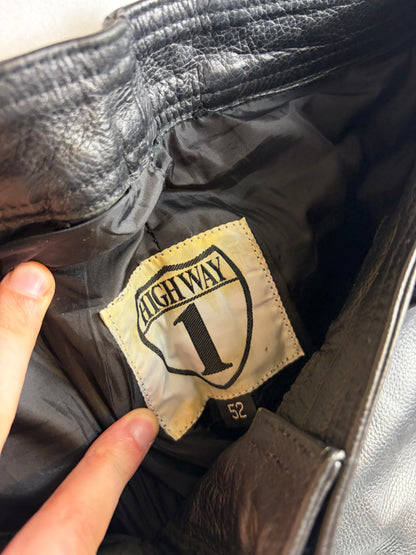 Pantaloni de motociclist din piele groasă, stil vintage