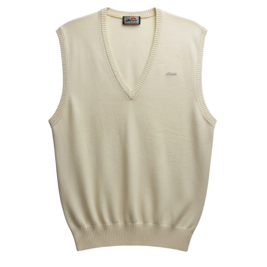 Vintage Ellesse gyapjú bézs pulóver kötött mellény