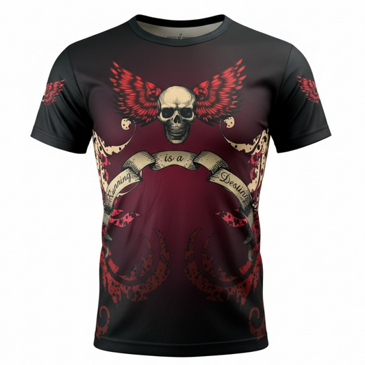 Y2K stílusú koponyamintás póló