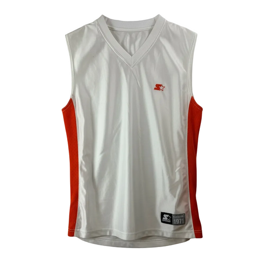 Tricou de baschet fără mâneci Starter, alb și roșu