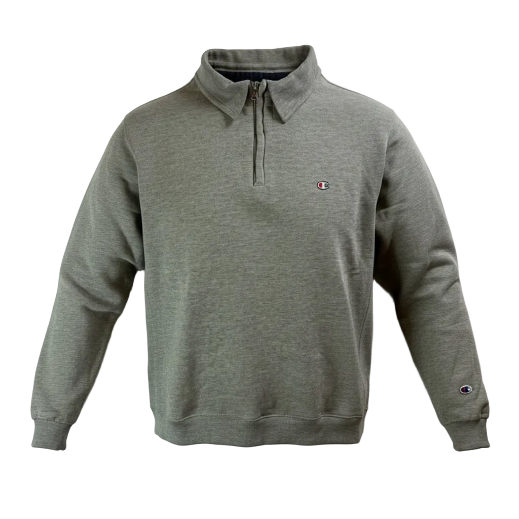 Tricou polo vintage Champion cu fermoar și mânecă lungă