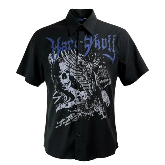Cămașă cu mânecă scurtă în stil Rock Y2K „Hard Skull”