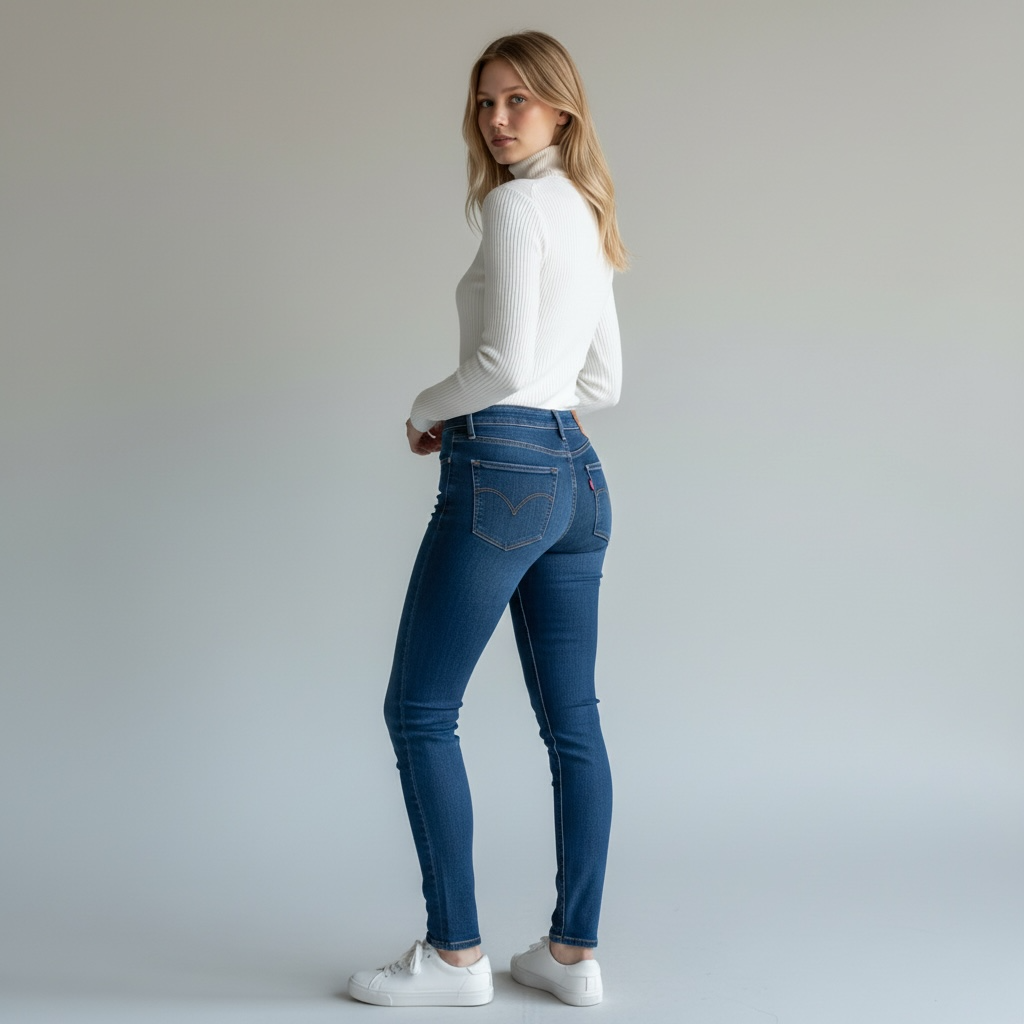 Blugi Skinny Levi Strauss & Co pentru Femei cu Talie Medie