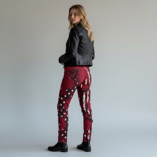Blugi Rock Rebel pentru femei cu imprimeu drapel american